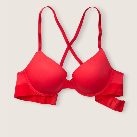 PINK Victoria's Secret  Everywhere Super Push Up Red Bra  36DD EUC - Picture 4 of 7